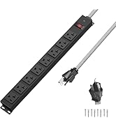 20 Amp Power Strip Heavy Duty, 12 Gauge Extension Cord for Appliance Workbench Garage Industrial,...