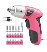 Hi-Spec 27pc 3.6V Pink USB Small Power Electric Screwdriver Set for Women. Cordless & Rechargeabl...