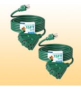 DEWENWILS 2 Pack 15FT Green Outdoor Extension Cord 16/3 SJTW, ETL Listed | Sunproof & Rainproof, ...