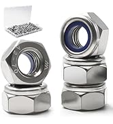 Vifmy 150 Pack M6-1.0mm Nylon Insert Hex Lock Nuts, 304 Stainless Steel A2-70 Locknuts,Standard M...
