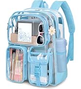 Attmu Clear Backpack for School, Heavy Duty PVC Transparent Bookbag with Reinforced Straps Stitch...