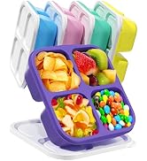 5 Pcs Bento Snack Containers, Reusable 4 Compartment Divided Food Storage Containers, Divided Lun...