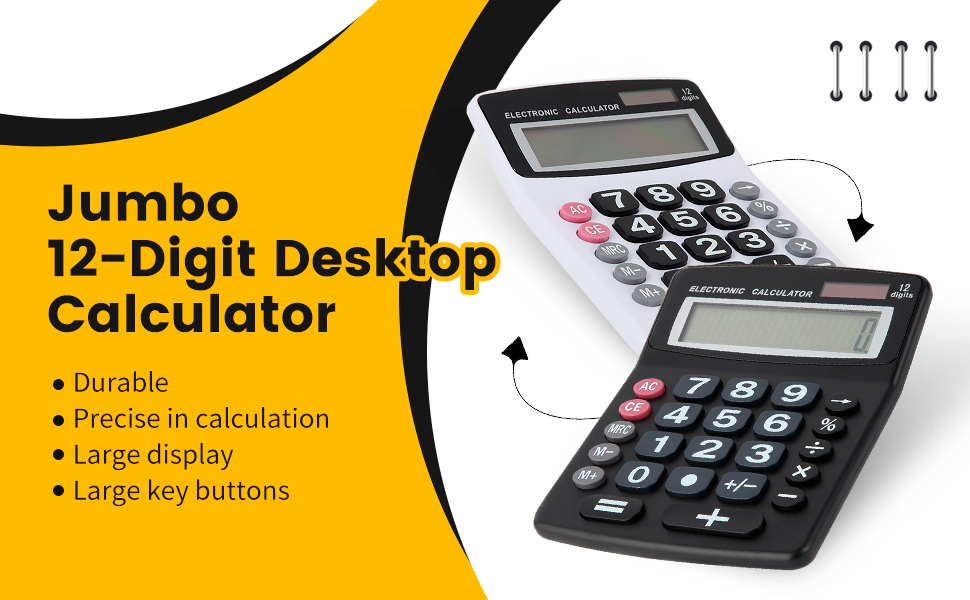 umbo 12 Digit with Solar Power, Large LCD Display - Desktop Calculator