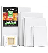 Arteza Stretched Canvas, Multipack of 10, 4x4, 5x7, 8x10, 9x12, and 11x14 Inches – 2 of Each, 100...