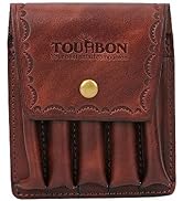 TOURBON Hunting Leather Rifle Cartridge Holder 5 Round Ammo Wallet Pouch