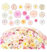 210 Pcs Mini Silk Flower Heads Small Fake Rose Daisy Faux Flowers Bulk for Crafts Artificial Loos...