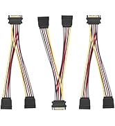 Menewstart 2 Way SATA Power Splitter Cable 8 Inches, 3-Pack, 15 Pin SATA Power Y-Splitter Cable, ...