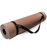 Tone Fitness Yoga Mat 1/4" Thick Non Slip Exercise & Pilates Mat for Home Workouts with Carrying ...