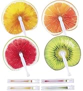Bestage 20 Pcs 10" Fruits Decorations Round Paper Folding Hand Fans Handheld,Foldable Chinese and...