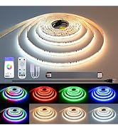 FOSUO RGBW CCT Smart IC COB LED Strip Tunable White 2700K-6500K 24V 32.8ft 8400LEDs WS2811 Addres...