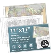 11x 17 Page Protectors, 50Pack, Horizontal Protective Sheets, Side Loading, Ledger Size Document ...