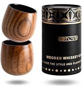 RIFOVN Wooden Whiskey Glasses 10oz, Rustic Bourbon Glasses, Birthday Gifts for Men, Husband, Dad,...