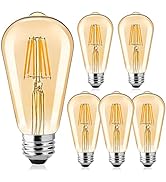 LED Edison Light Bulbs,6Pcs Vintage 6 Watt, Equivalent 60W Incandescent Light Bulbs, E26 Base Dim...