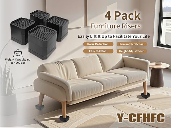 4 Pack Bed Risers Heavy Duty