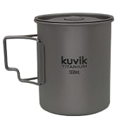 Kuvik Titanium Cup with Lid 550ml (18.6 oz) - Ultralight and Compact Pot for Backpacking, Camping...