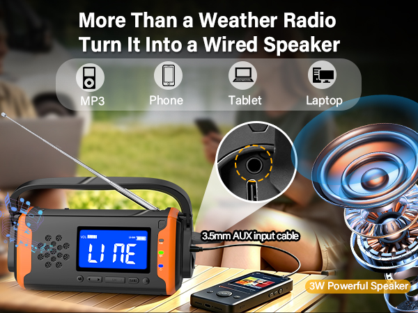 Weather radio aux cable clear sound