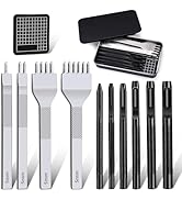 Leather Stitching Punch Hole Punch Tool Set, 5mm 1/2/4/6 Prong Punch Chisel, Round Hole Punch for...