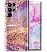 Btscase for Samsung Galaxy S22 Ultra 5G Case, Gold Glitter Bling Marble Hard Back Slim Stylish Sh...