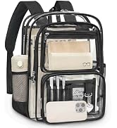 Clear Backpack for School, Large Heavy Duty Clear Bookbag with Luggage Strap & Stitches for Girls...