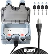 ZUYIYI Outdoor Power Outlet Box with 9.8Ft Extension Cord, Switches & LED Indicator Electrical Ou...