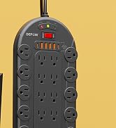 DEPOW Power Strip Surge Protector with 24 AC Outlets (1875W/15A), 6 USBs (2 USB-C Ports), 3400J S...
