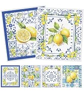 InIsaJace Blue Tiles Lemons Swedish Dishcloths, 6 Pack Reusable Swedish Dish Cloths for Kitchen, ...