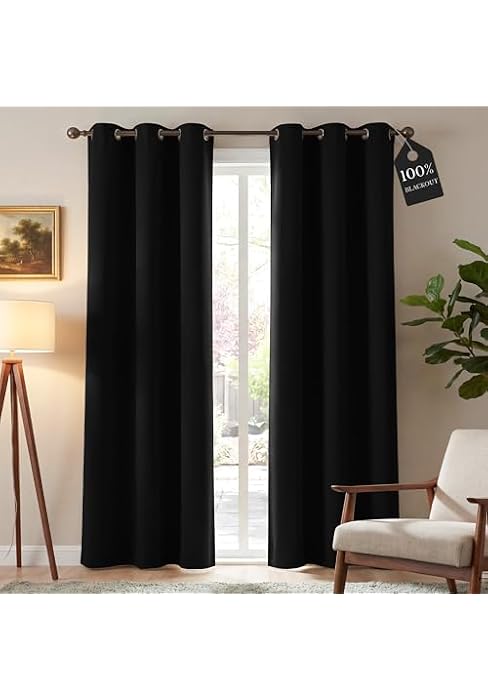 NICETOWN Black Out Curtains for Living Room 84 inches Long, Grommet 100% Blackout Window Treatmen...