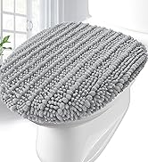 Arotive Soft Chenille Bathroom Toilet Lid Cover 17.5x15, Machine Washable Seat Covers, Stays in P...