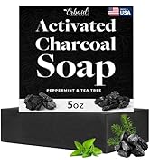 Charcoal Soap – Natural Activated Charcoal Black Soap Bar – Exfoliating Face & Body Wash for Dry,...
