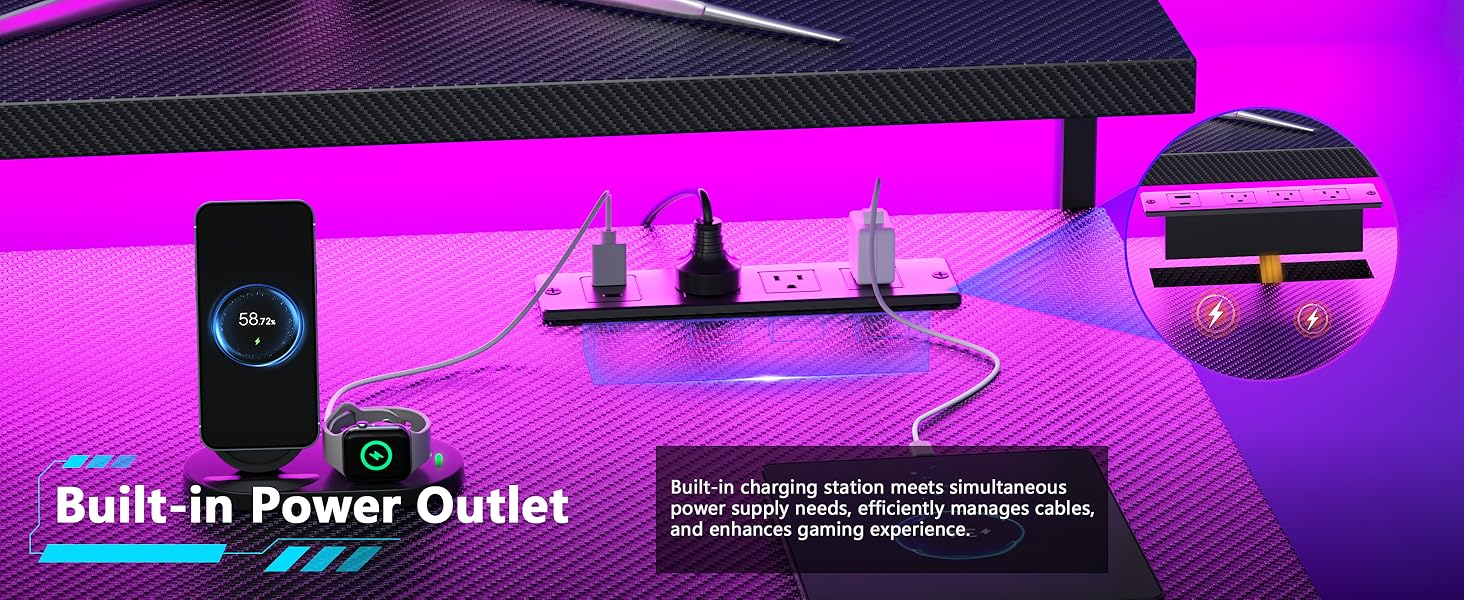 gaming desk with outlets