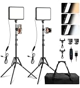 Qoolfoto LED Video Light Kit, 2800-7000K Dimmable Studio Lighting with Tripod Stand & Phone Holde...