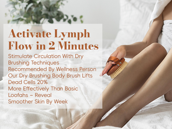 Natural Boar Bristle Dry Body Brush for Lymphatic Drainage