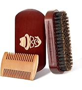 Beard Brush, 100% Boar Bristle Natural Black Walnut Wood Beard Comb Hair Mustache Shaving Brush F...