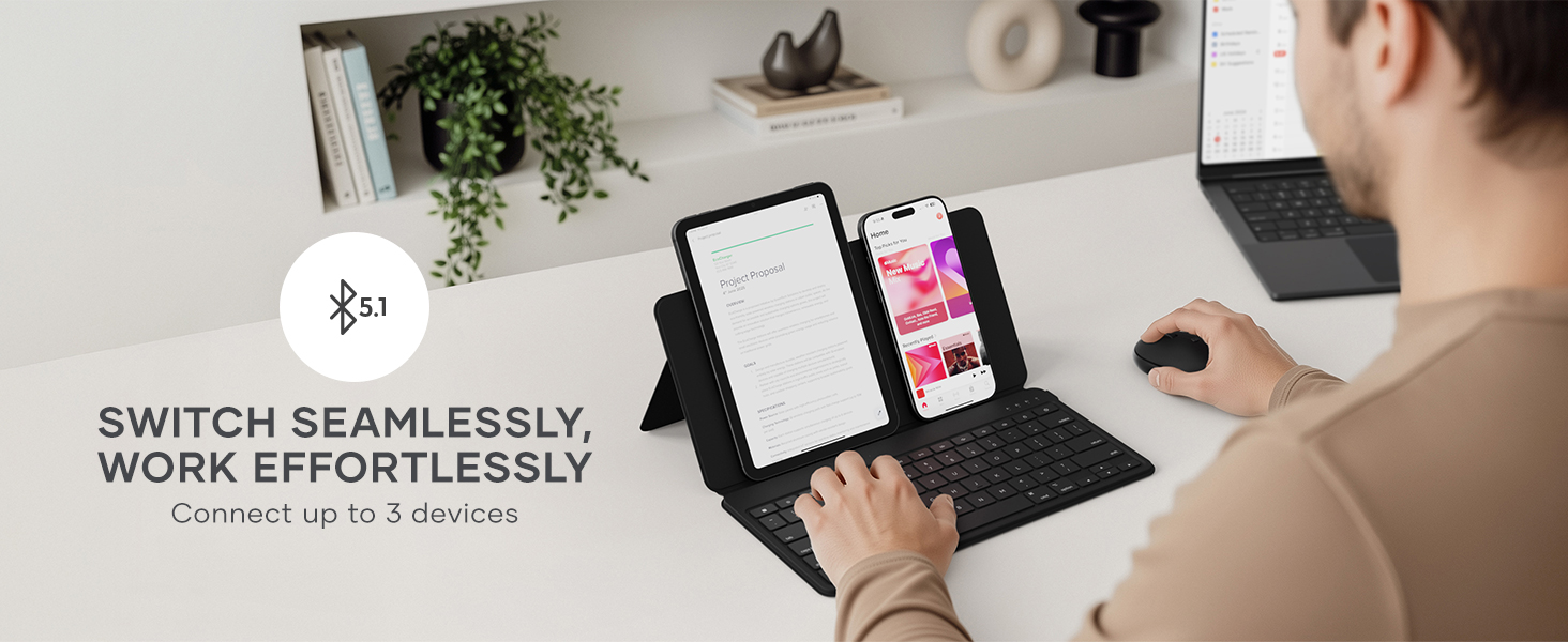 Satechi Compact OntheGo Bluetooth Mouse with USB C Rechargeable Battery, Connect up 3 Devices