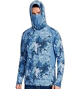 UVSAI Men’s UPF 50+ Hoodie Shirt with Mask Long Sleeve Permanent UV Sun Protection Neck Gaiter Pe...