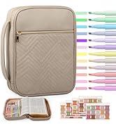 BellaHold Quilted Vegan Leather Bible Cover, Color-Blocked Bible Cover Case for Women, Bible Carr...