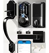 Veise VE07-H Fingerprint Smart Locks for Front Door with Handle Set, App Control, Keyless Entry K...