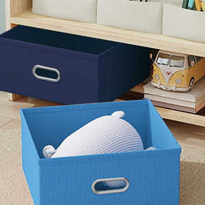 kids bookshelf with storage bins