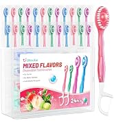 Litlcutie 5 in 1 Travel Toothbrush Set, Disposable Mini Toothbrush with Toothpaste + Floss + Pick...