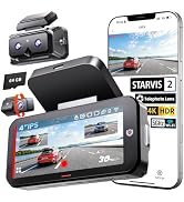 AKEEYO 3-Channel Dash Cam with Telephoto Lens, STARVIS 2 Sensor, 4" IPS Touchscreen, 2K Recording...