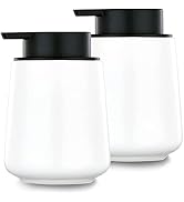 12Oz White Soap Dispenser - Ceramic Lotion Hand Soap Dispenser Set with Easy-to-Press Pump, Refil...