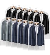 Perber 40" All Clear Garment Bags for Hanging Clothes, 12 Packs Suit Bags for Closet Storage, Pla...