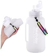 TakeToday 68 oz Collapsible Water Bottles With Straw, Half Gallon Water Bottle With Motivational ...
