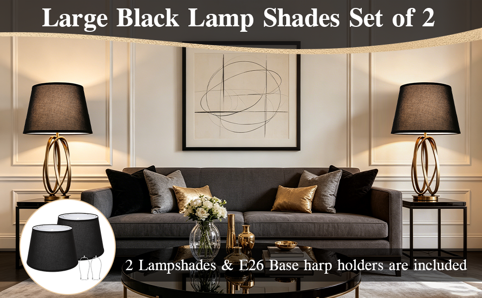 black lamp shades set of 2