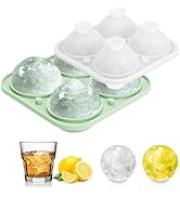 Round Ice Cube Mold,Pickleball 3D Large Sphere Ice Mold for Whiskey,Cocktails,Wine,Juice and Bour...