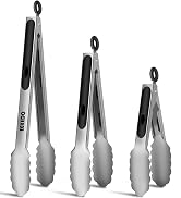 EEKEDO Metal Tongs for Cooking, Heat Resistant 600 Degrees Stainless Steel Kitchen Tongs