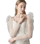 YAEISM Glitter Detachable Sleeves for Wedding Dresses White Tulle Puff Sleeves Removable Fancy Lo...