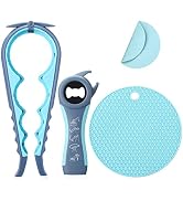 Jar Bottle Opener for Weak Hands,4 &5 in 1 Multi Function Non-Slip Can Lid Opener Tools with Sili...