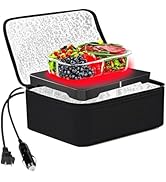 PHIWILLS 80W Portable Oven Food Warmer, 12V/24V, 110V/220V Electric Heated Lunch Box, Personal Mi...