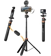 K&F CONCEPT MS08 62'' Phone Selfie Stick Tripod, 2-in-1 Extendable Cell Phone Tripod Stand with R...